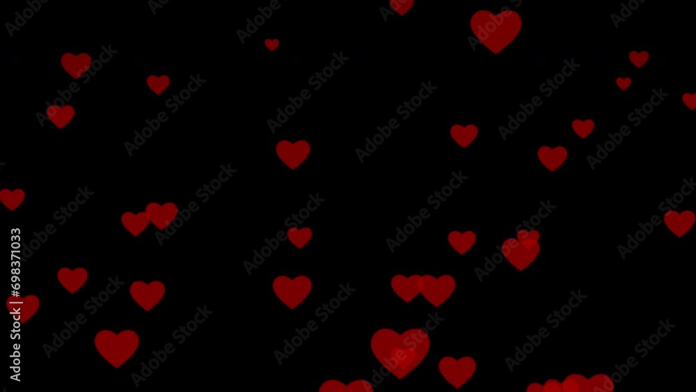 Partículas con forma de corazón con movimientos ascendente Partículas con forma de corazón con movimientos ascendente