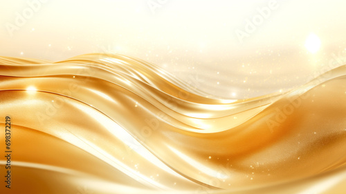 Magical Golden Fantasy - Abstract Background With Golden Waves and Stars.