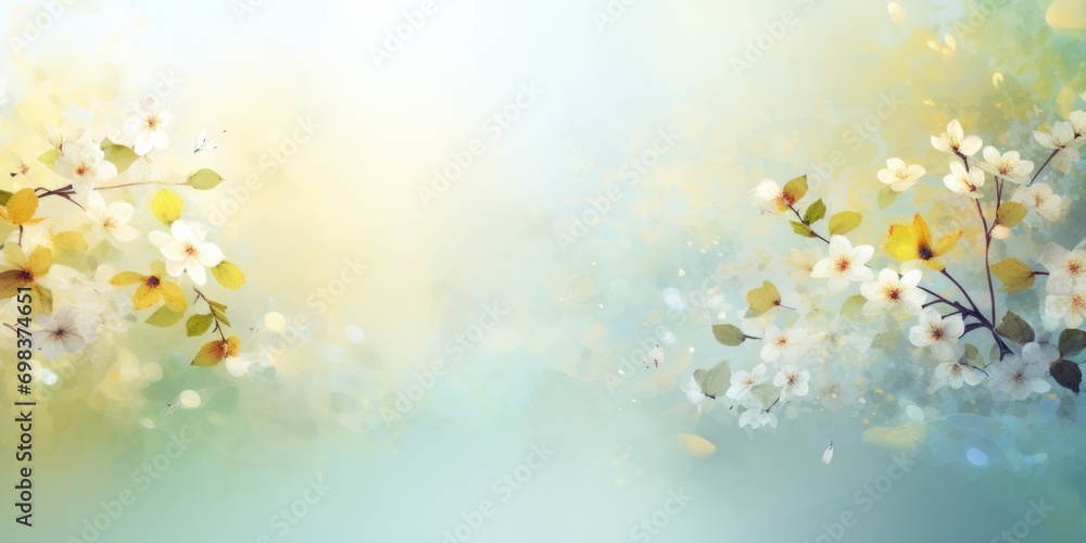Beautiful floral spring abstract background. nature summer background Blooming branches with flowers. Bright spring easter background - obrazy, fototapety, plakaty 
