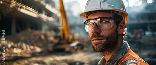 Construction Worker Wearing Safety Goggles