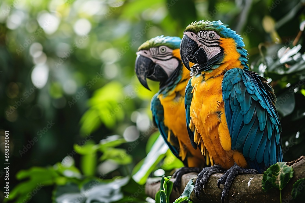 Two Parrots with Green and Blue Feathers Two Parrots with Green and Blue Feathers