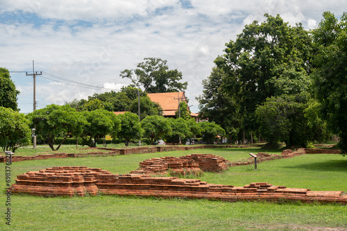 An old ruined of Chan Palace the residence of the Ayutthaya Royal family in the 15th Century and being the birth place of King Naresuan located in Phitsanulok province, Thailand.