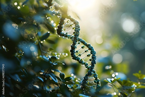 DNA Strand in a Forest Setting