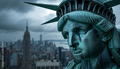 Statue of Liberty with a Tear in Her Eye