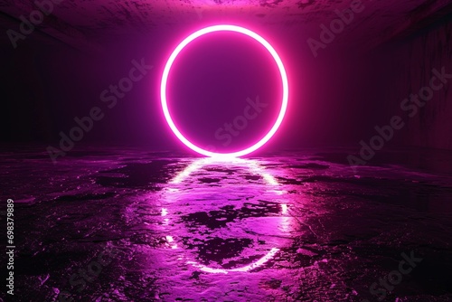 Pink Glowing Circle in a Dark Space