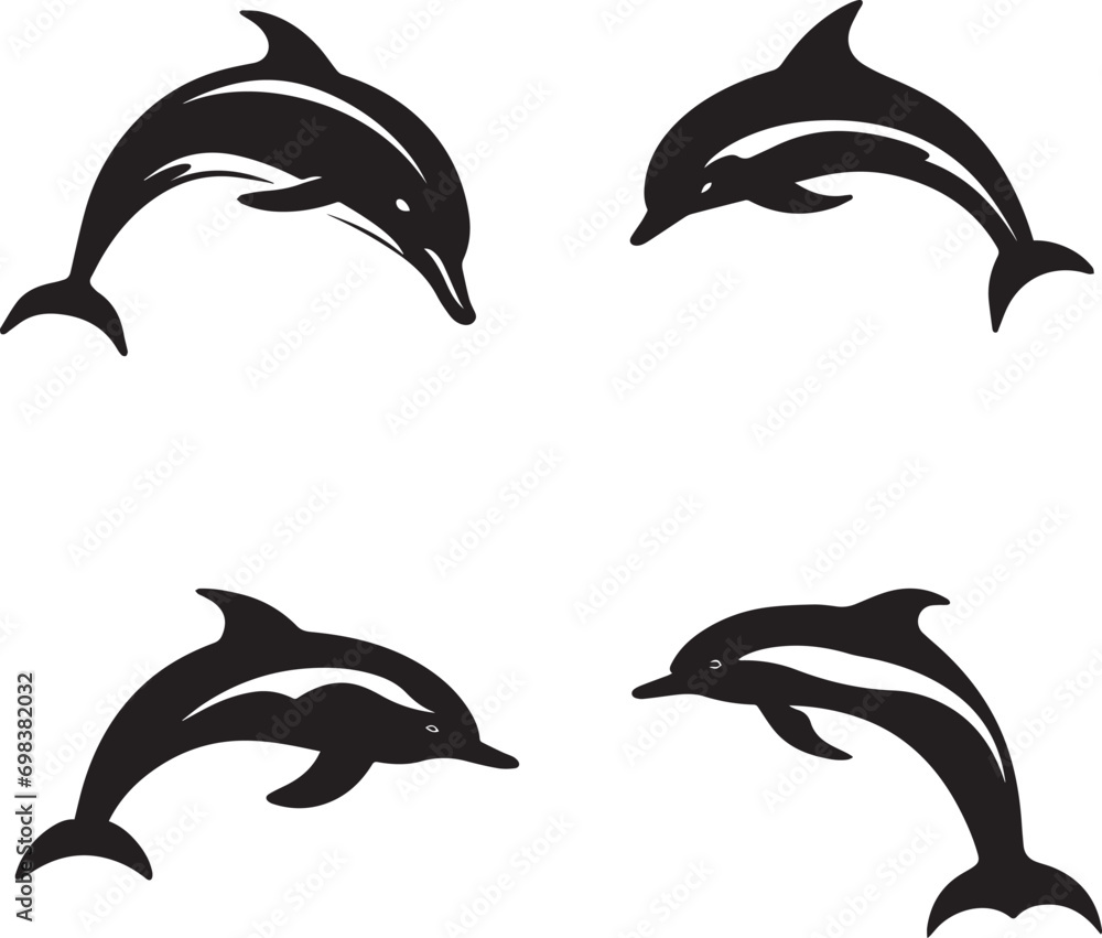 A Set of dolphin silhouettes A Set of dolphin silhouettes