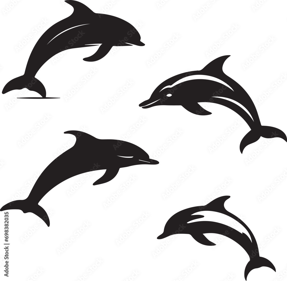 Naklejka premium A Set of dolphin silhouettes 