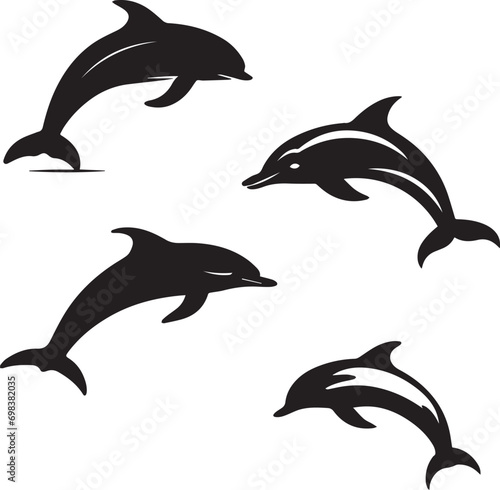 A Set of dolphin silhouettes 