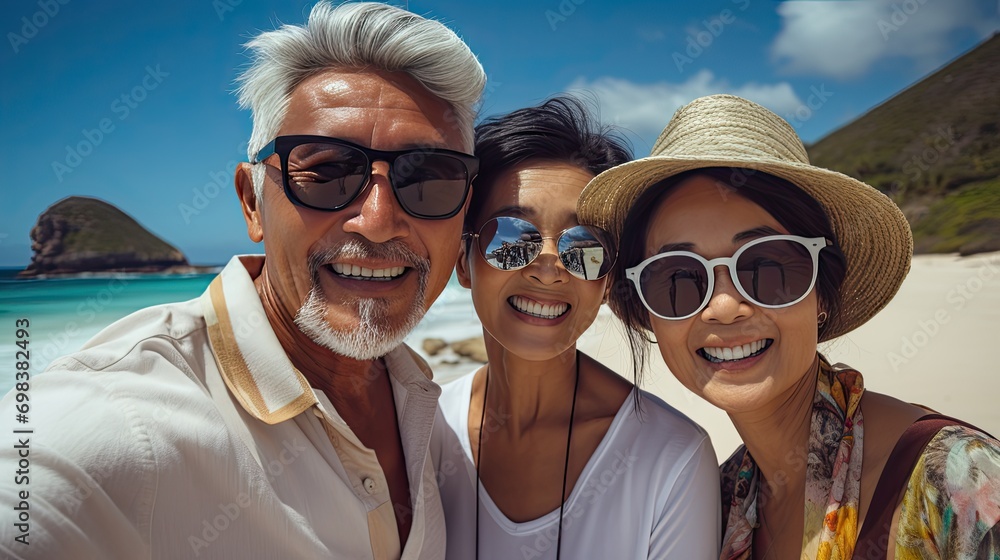 happy Asian grandparents and grandson in the city outdoors happy Asian grandparents and grandson in the city outdoors