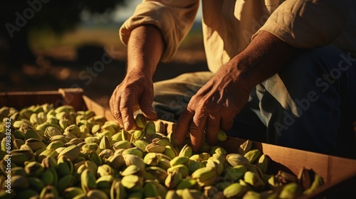 Embracing Tradition: The Art of Harvesting Pistachios by Hand, Nurturing the Earth's Bounty through Manual Labor in Autumnal Orchards