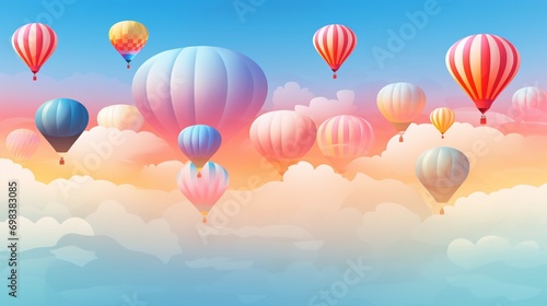 Abstract balloon patterns against a gradient sky, evoking a sense of wonder in a celebration mockup.