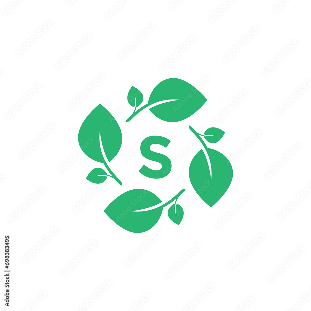 letter s organic leaf botanical product modern logo design graphic vector