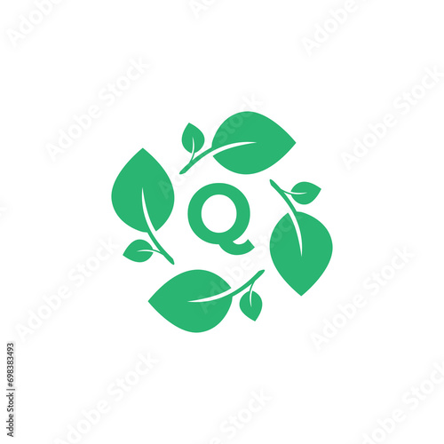 letter q organic leaf botanical product modern logo design graphic vector © NUR