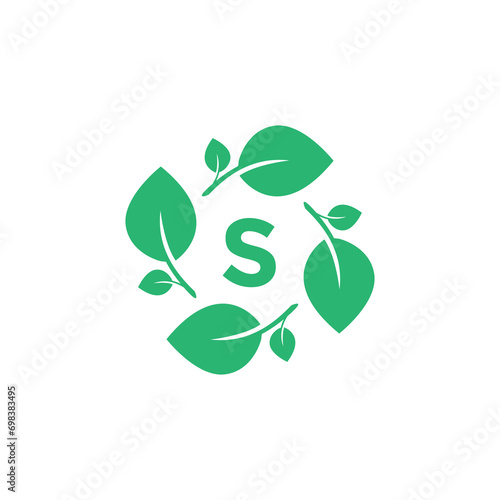 letter s organic leaf botanical product modern logo design graphic vector © NUR
