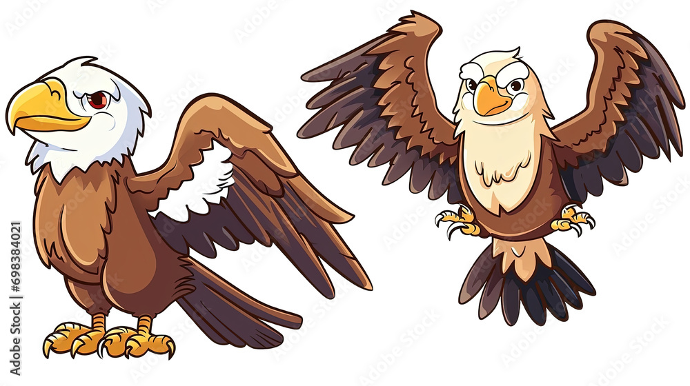 Naklejka premium Set of Eagle Cartoon