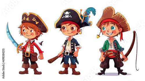 Set of Boy Pirates Cartoon