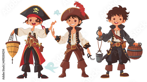 Set of Boy Pirates Cartoon