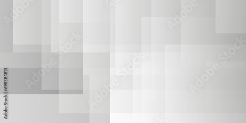 Abstract white and gray background design with layers of textured white transparent material in triangle and squares shapes. White color technology concept geometric line vector background.