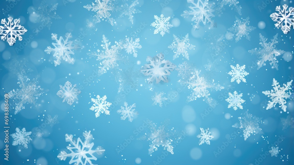 Sleek and minimalistic snowflakes on a soft blue background Sleek and minimalistic snowflakes on a soft blue background