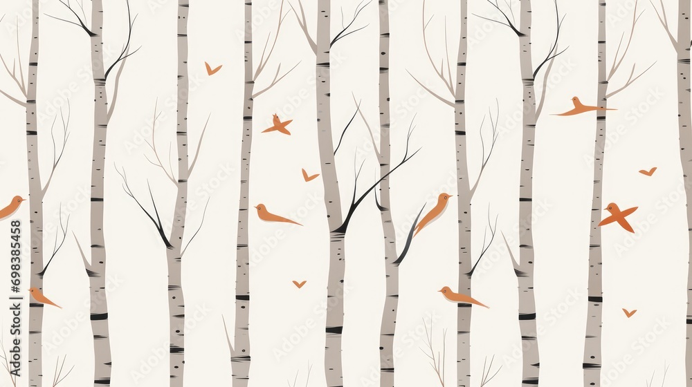 Sleek and minimalistic birch tree designs in a vector pattern. Sleek and minimalistic birch tree designs in a vector pattern.