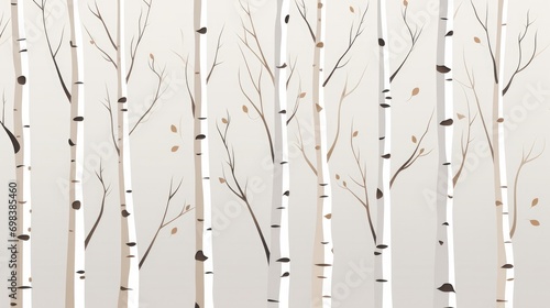 Sleek and minimalistic birch tree designs in a vector pattern. © Galib