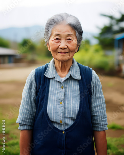 ふるさとのおばあちゃん、日本の老人のポートレート　Generative AI photo