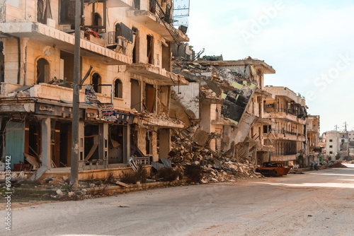 Canvas Print The aftermath of the war in Aleppo Syria