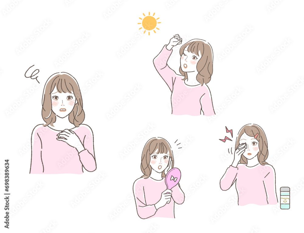 Illustration Set of Causes of Brown Circles. Illustration Set of Causes of Brown Circles.