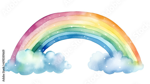 Cute watercolor rainbow, isolated on transparent background, PNG, 300 DPI 