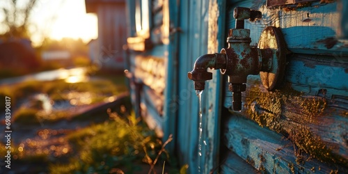 The water collection rod is located outside the home.