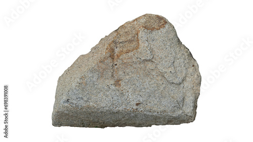 Object of gravel type stone brown color. Isolated on white background. with clipping path.