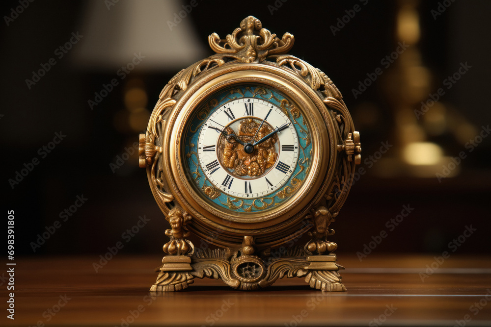 antique clock on the table antique clock on the table