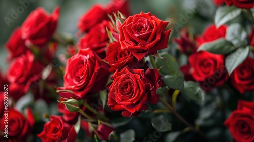 A bouquet of red roses  a symbol of love and affection.