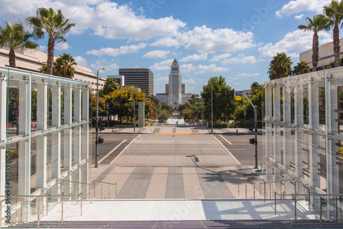 Downtown Los Angeles City Skyline with the city hall building