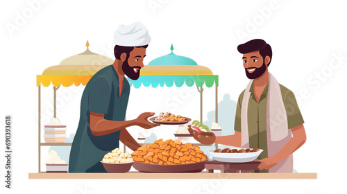 An Indian man is selling pani puri on street,Isolated on transparent PNG background, Generative ai photo