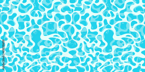 water surface seamless pattern, rippled water reflections, pool backdrop, flat cartoon sea background style, water surface beach or pool party texture, vector illustration photo