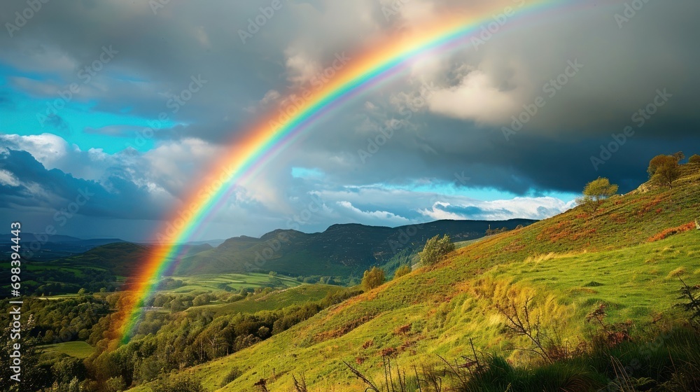 A vibrant rainbow over a serene landscape, symbolizing hope and diversity. A vibrant rainbow over a serene landscape, symbolizing hope and diversity.