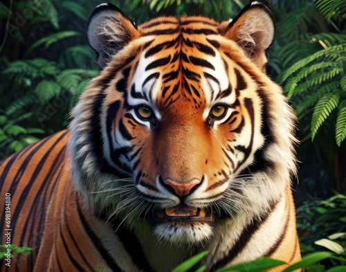 Great tiger in the nature habitat. beautiful animal and his portrait