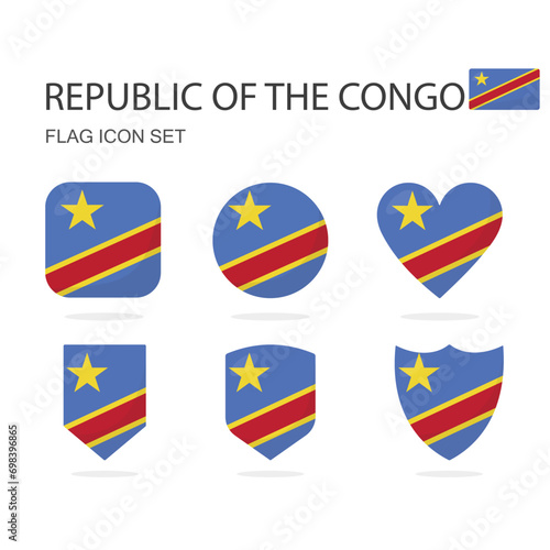 Free Download Republic of the Congo 3d flag icons of 6 shapes all isolated on white background. - GFXLoad