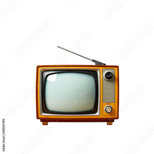 Vintage television on transparent background