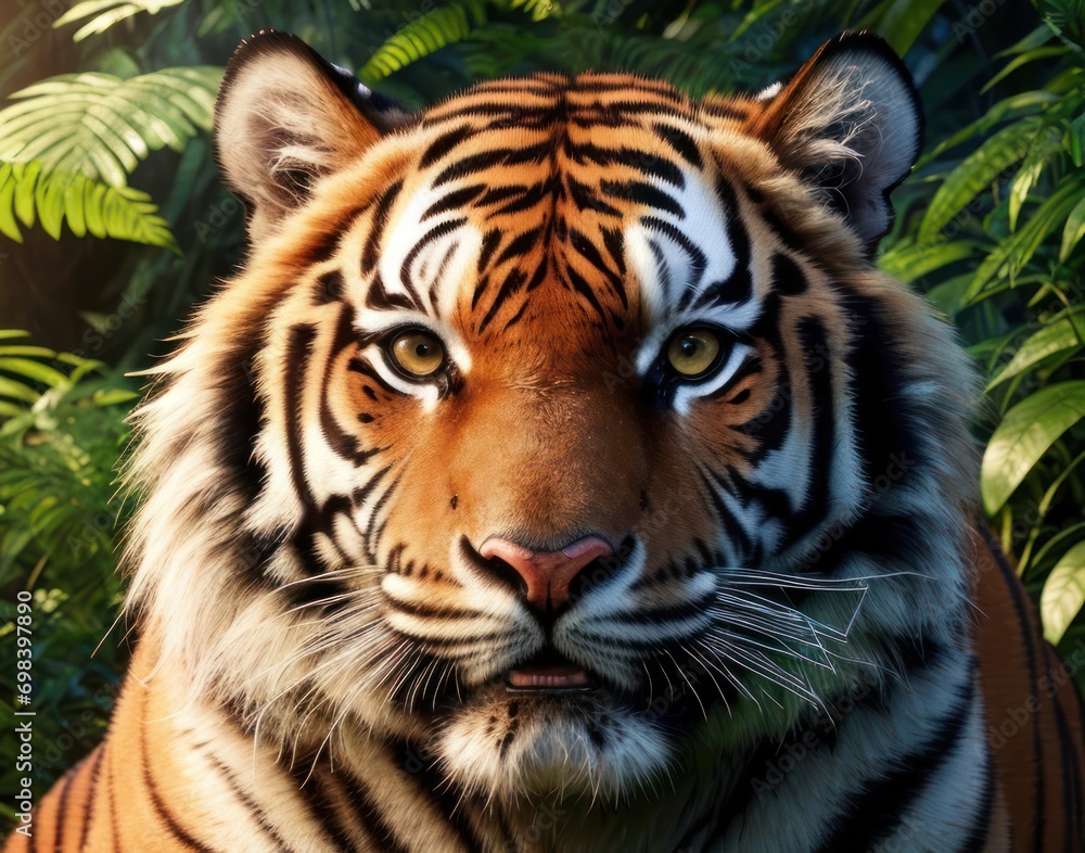 Great tiger in the nature habitat. beautiful animal and his portrait