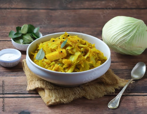 Patta Gobi Sabji OR Cabbage sabzi photo