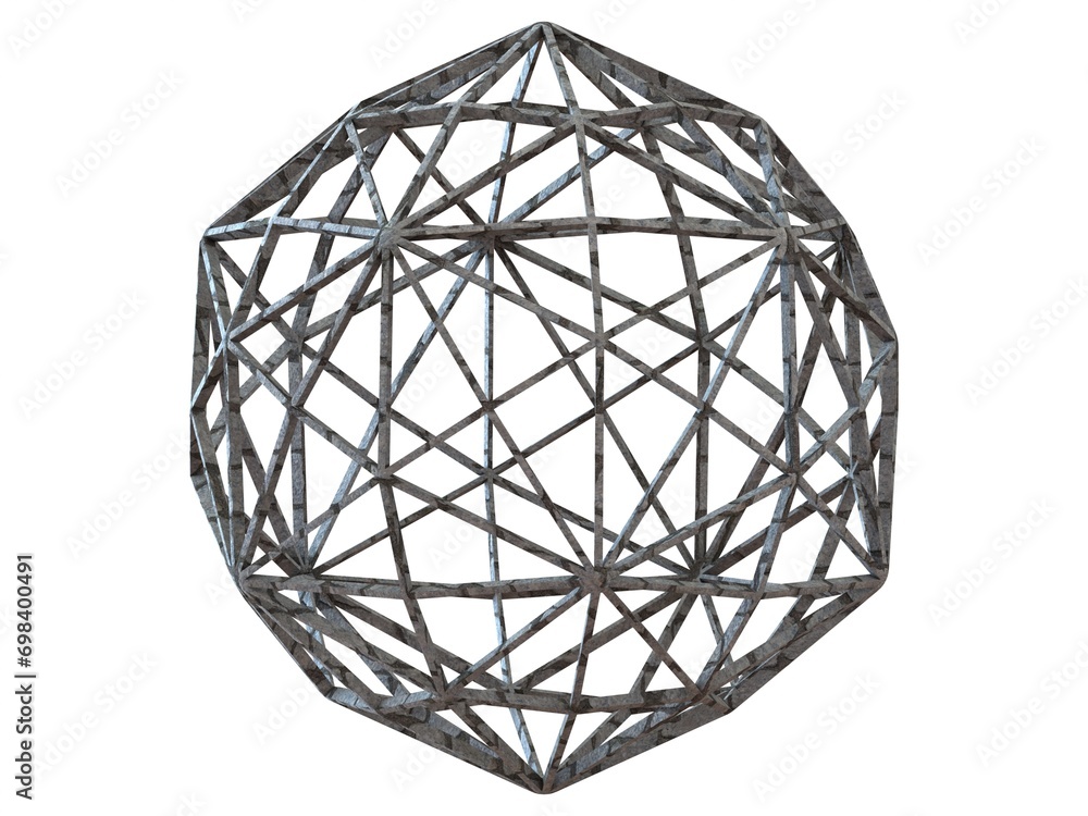 Wireframe Shape Disdyakis Triacontahedron 3D print model