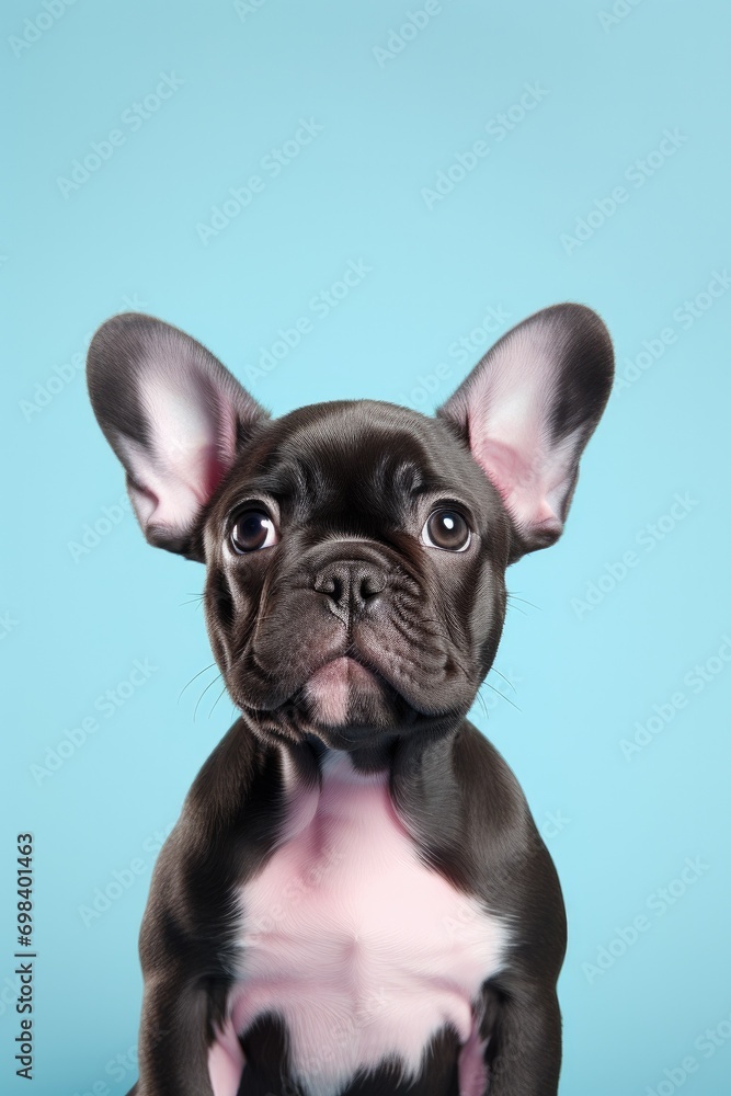 Portrait of Happy puppy dog smiling.studio shot of a cute dog on colour background
