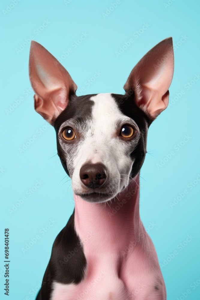 Portrait of Happy puppy dog smiling.studio shot of a cute dog on colour background
Portrait of Happy puppy dog smiling.studio shot of a cute dog on colour background