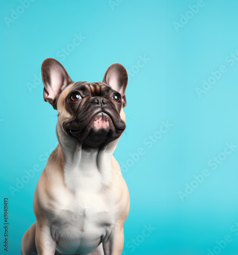 Portrait of Happy puppy dog smiling.studio shot of a cute dog on colour background  © suthiwan