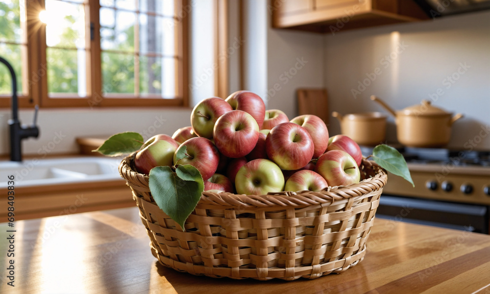 a pile of apples sitting on a kitchen table a pile of apples sitting on a kitchen table