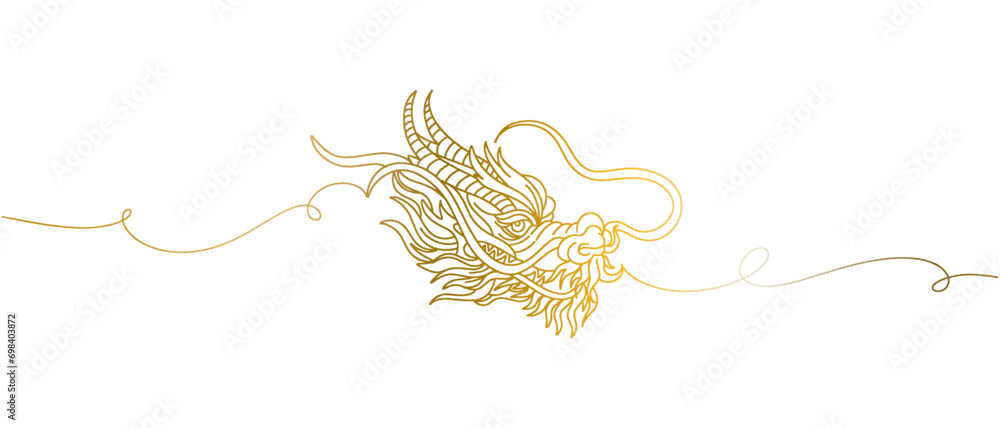 chinese new year dragon line art style vector