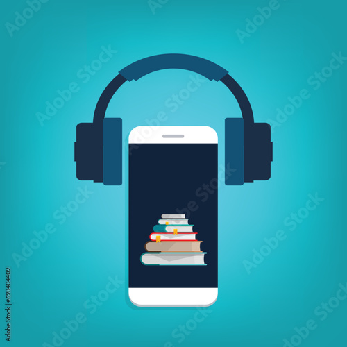 Audio book. Vector illustration of audio books concept.	