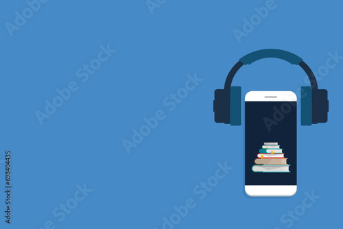 Audio book. Vector illustration of audio books concept.	